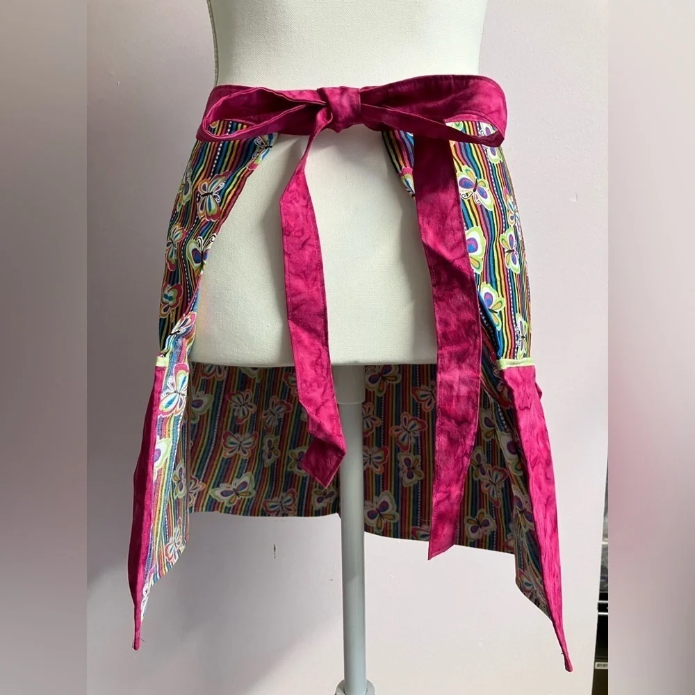 Handmade Women’s Apron, Butterflies/Tie Dye, Multicolored